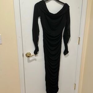 Large Women Black Dress Ruffled